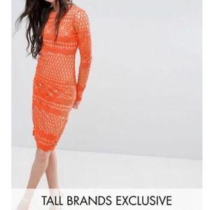 ASOS - True Decadence Tall Long Sleeve All Over Lace Midi Dress